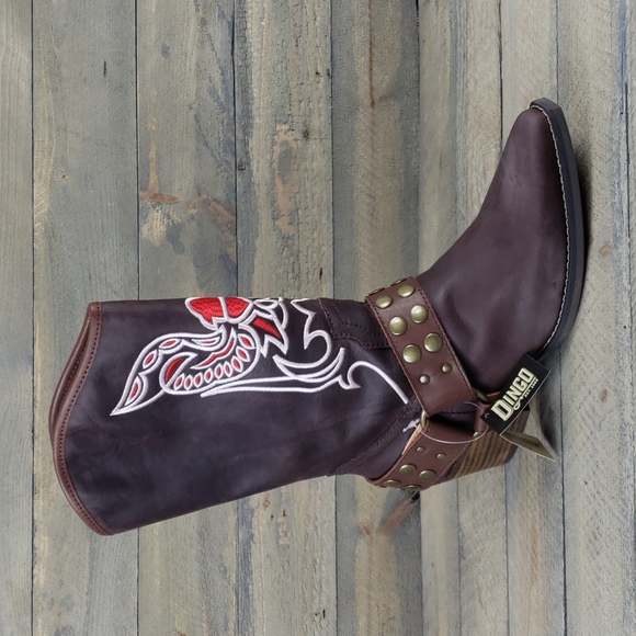 Women's Dingo City Limits Harness Boots  Embroidered Design Brown - Picture 2 of 8
